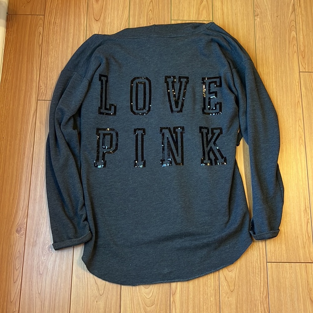PINK Gray Oversized Hoodie